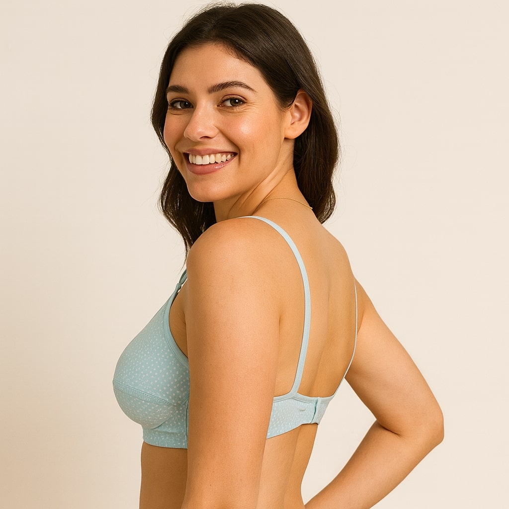Bucketberry Polka Dot Cotton Comfort Everyday Bra – Non-Wired, Full Coverage, Ultra-Breathable