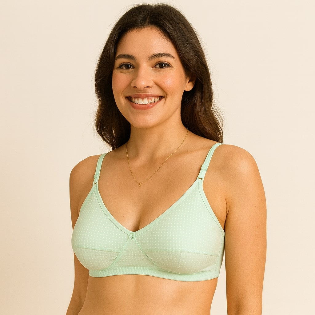Bucketberry Polka Dot Cotton Comfort Everyday Bra – Non-Wired, Full Coverage, Ultra-Breathable