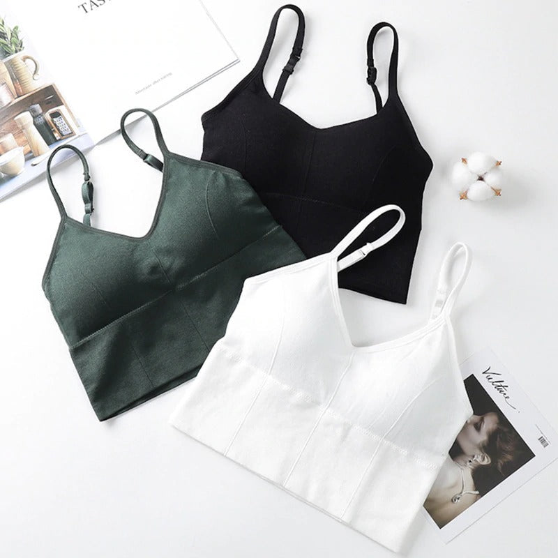 Women U-shaped Back Tank Top Bralette Padded Bra