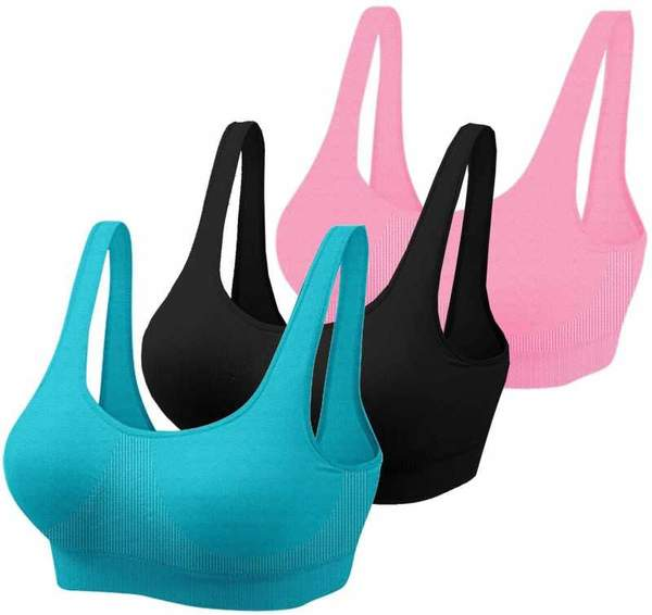 Buy ATI Fashion (Pack of 3pc) Women Non Padded Sports Bra (Size 32A)  Multicolour at