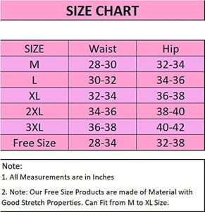 Confidence Plus Stain-Free Period Panty Pack size chart